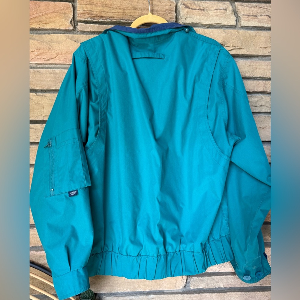 Vintage London Fog Teal and Yellow Windbreaker Rain Jacket - Picture 6 of 8